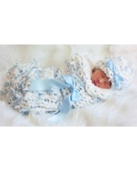 Chunky Hand Knit Baby Blue Set 